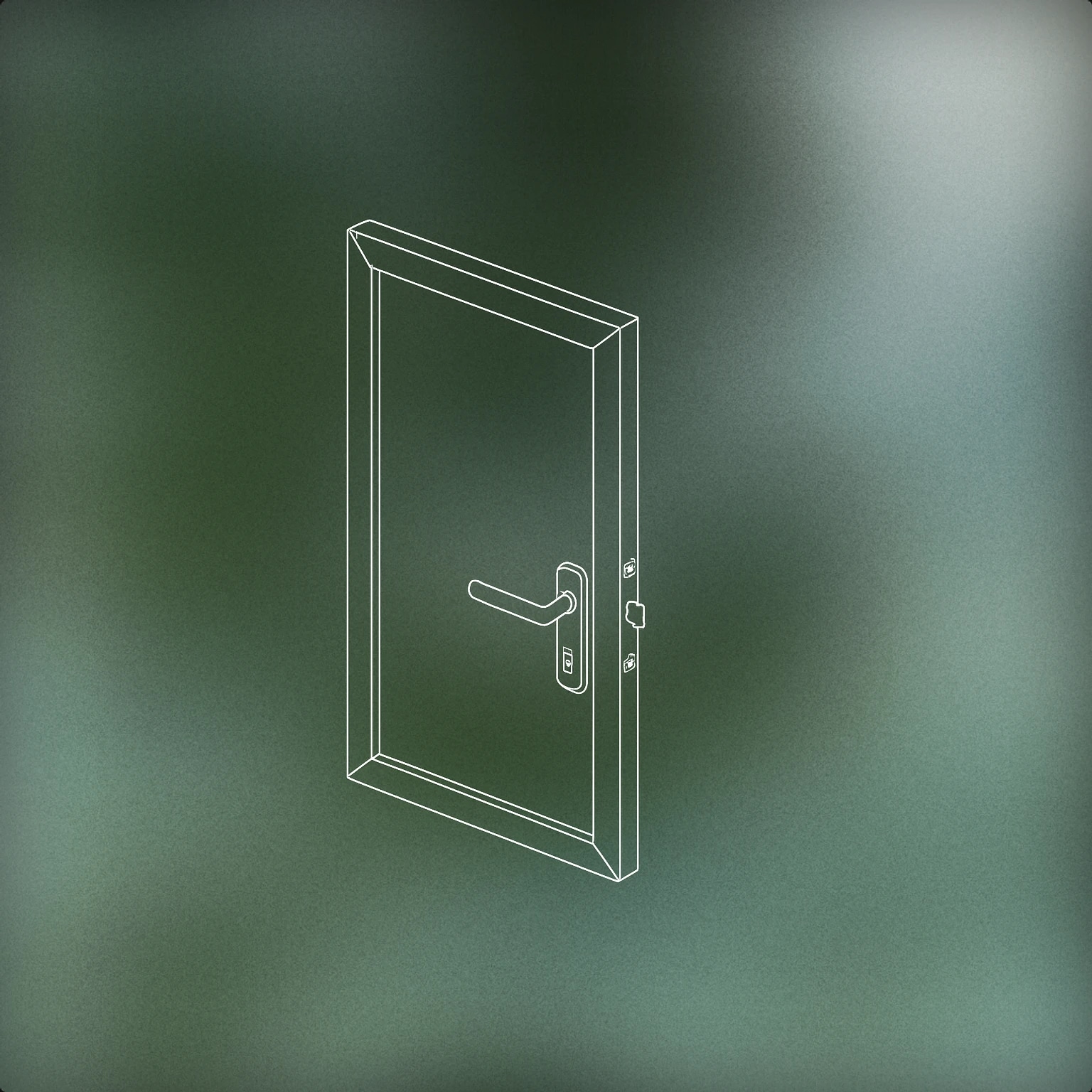 Cover of a closed door with a visible latch or handle in the locked position for Door Shut sound effects