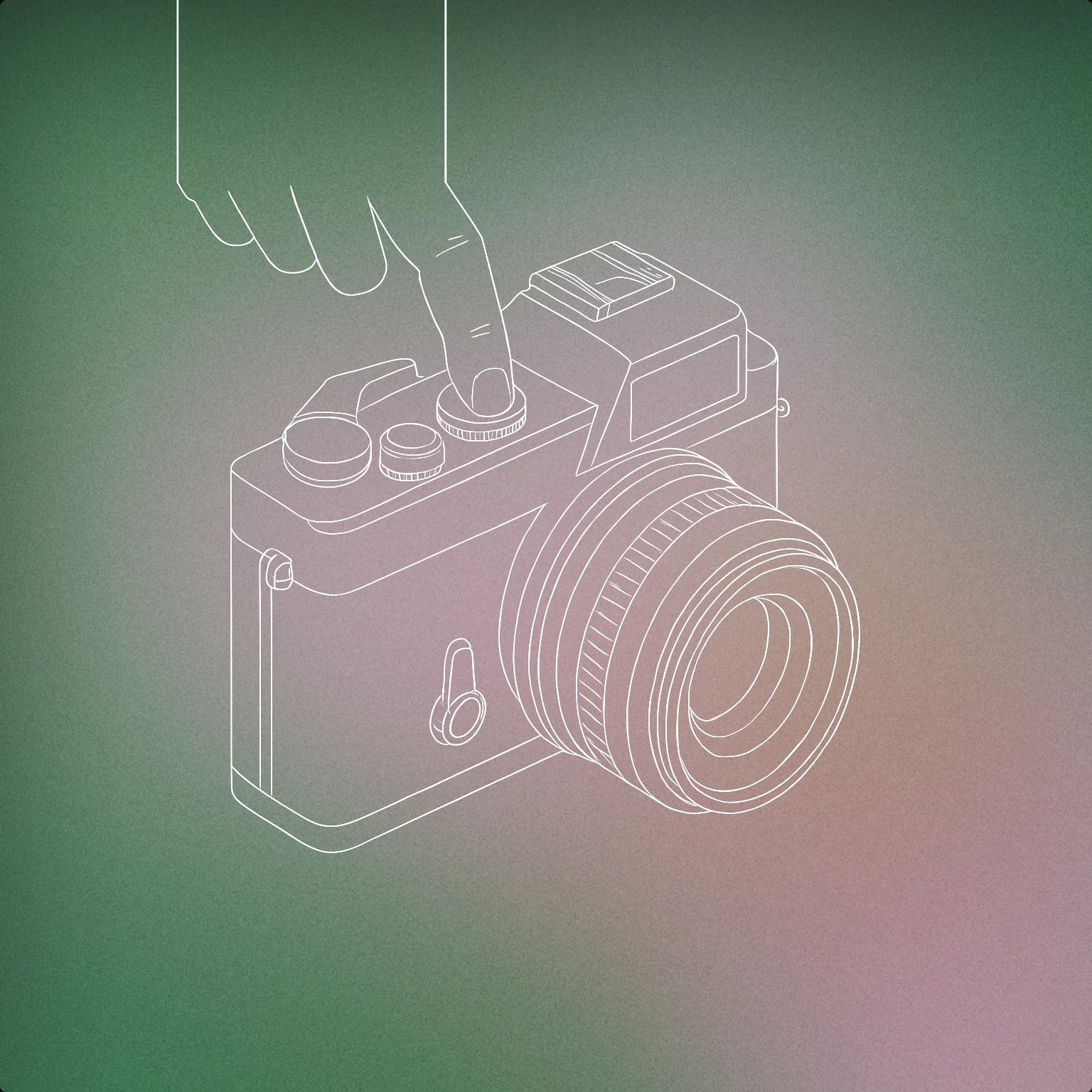 Cover of a classic camera with a prominent shutter button being pressed for Camera Click sound effects