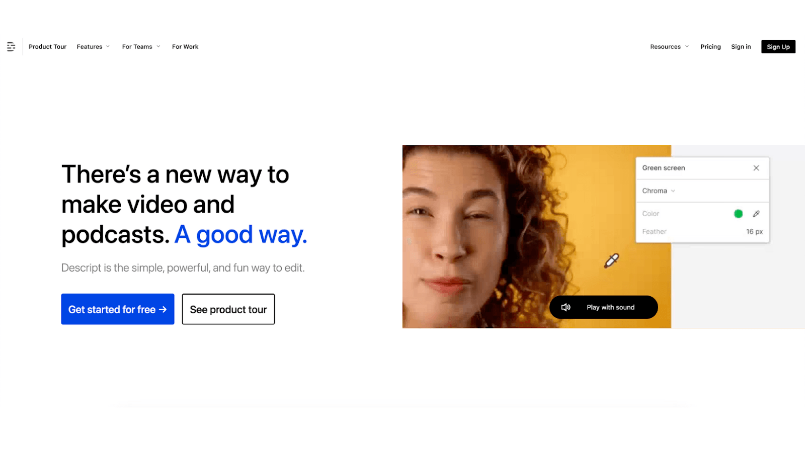 A woman with curly hair winks at the camera against a yellow background.