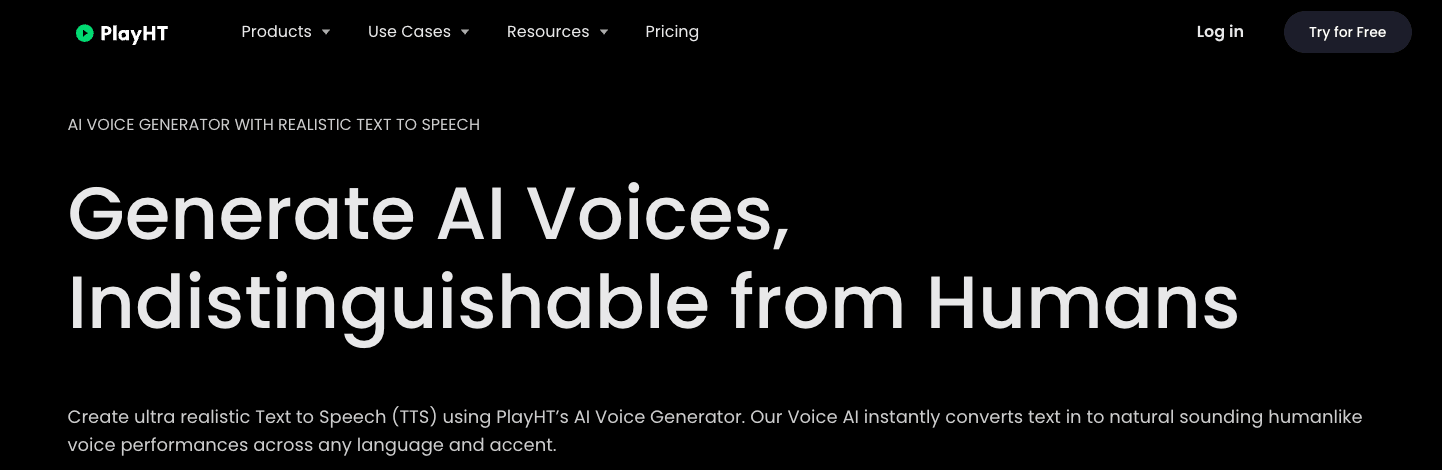 Generate AI voices, indistinguishable from humans.