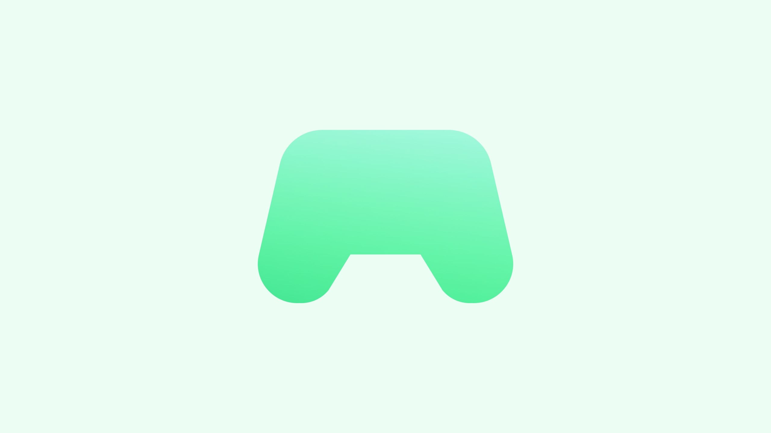 A gradient green icon resembling a game controller or a stylized "A" shape on a light green background.