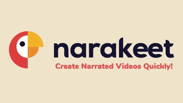 NaraKeet logo with the tagline "Create Narrated Videos Quickly!" on a beige background.