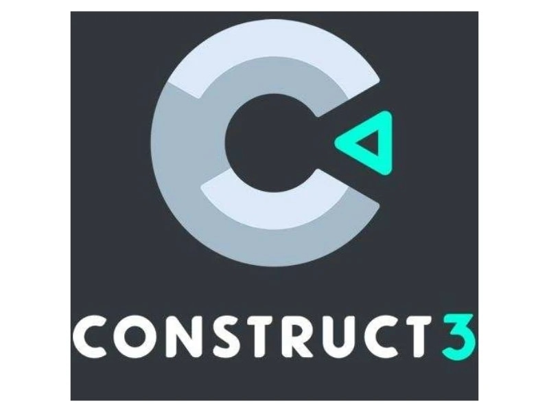 Construct3 logo with a stylized "C" and a play button, and the text "CONSTRUCT3" below.