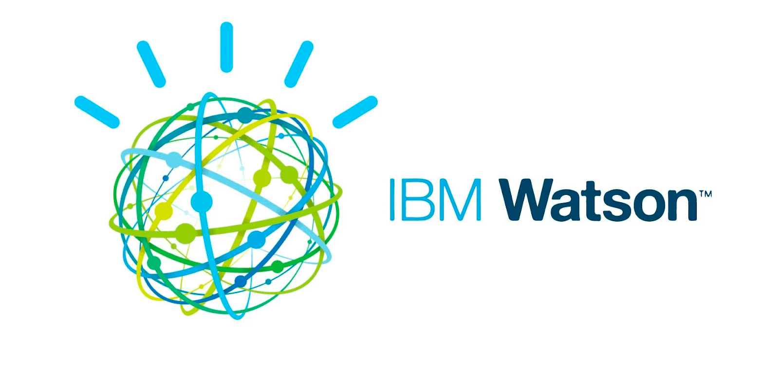 IBM Watson logo with a colorful, tangled globe and the text "IBM Watson" beside it.