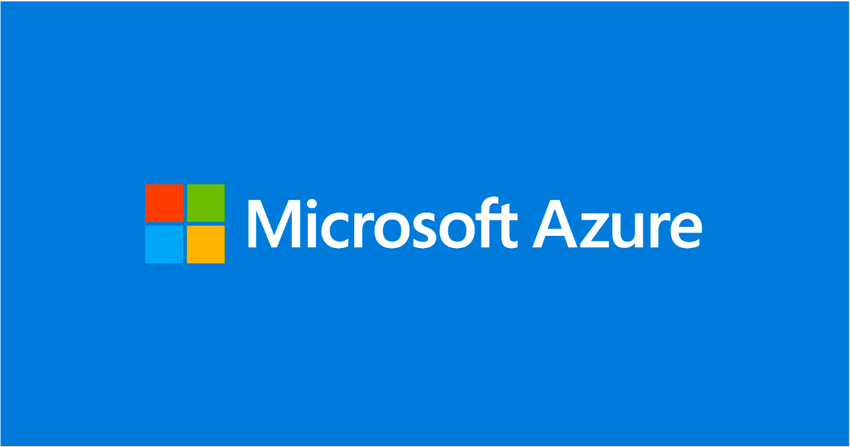 Microsoft Azure logo on a blue background.
