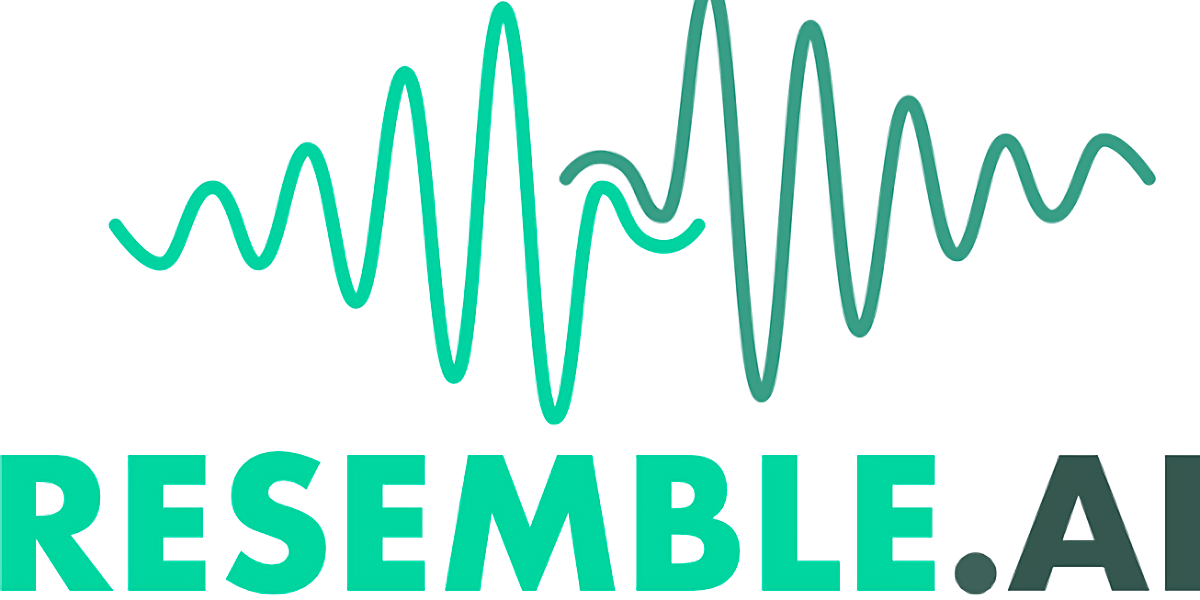 A stylized heartbeat line above the text "RESEMBLE.AI" in gradient teal and black colors.