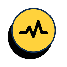 Yellow circular icon with a black heartbeat line inside.
