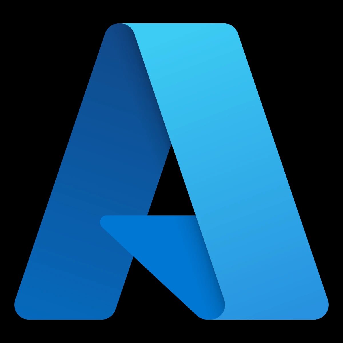 Blue stylized letter "A" logo.