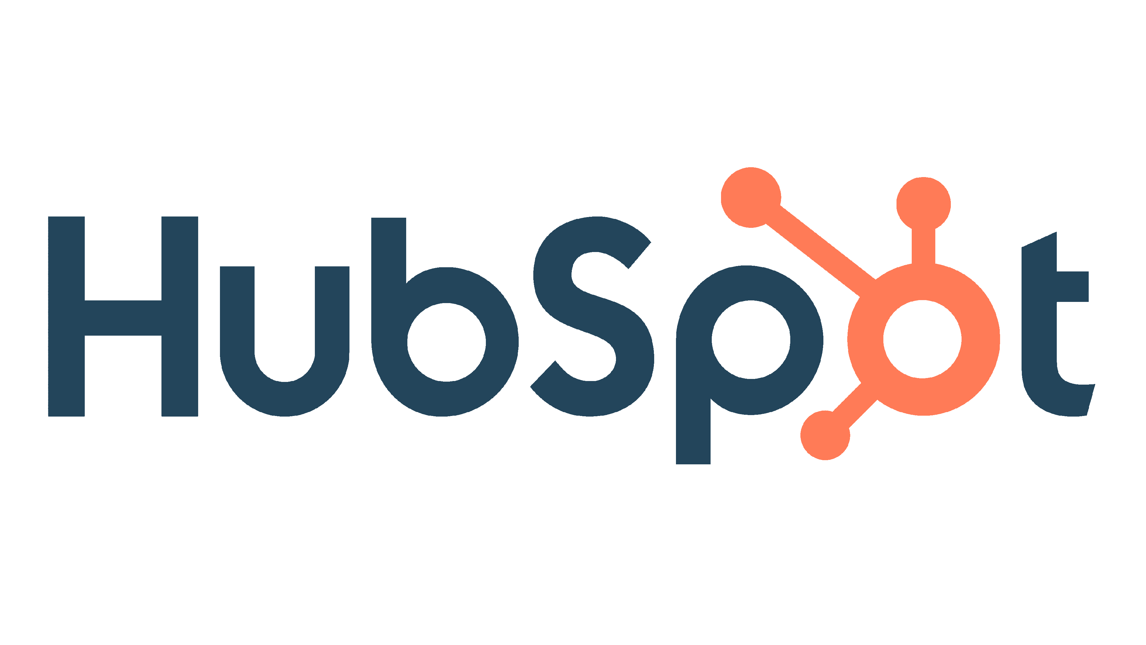 HubSpot logo with the text "HubSpot" and an orange hub icon with three connected nodes.