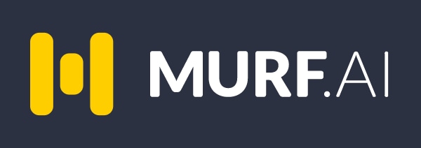 MURF.AI logo with yellow and white text on a dark background.