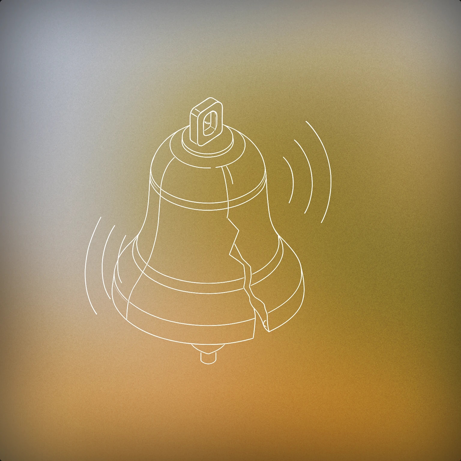 Cover of A stylized, cracked bell with visible vibration lines emanating from it for Boom sound effects