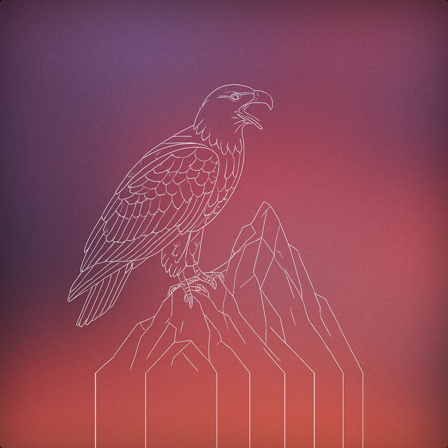 Cover of Bald eagle perched on a jagged mountain peak with its beak open for Bald Eagle Screech sound effects