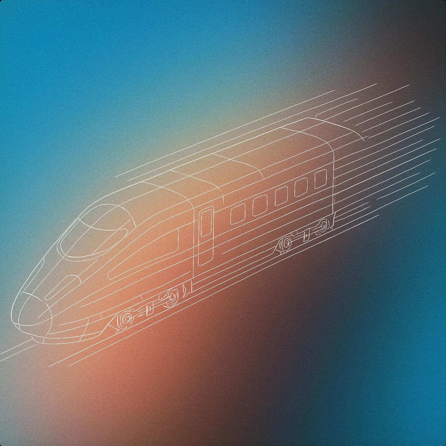 Cover of a streamlined bullet train with stylized motion lines emanating from it for Fast voice library