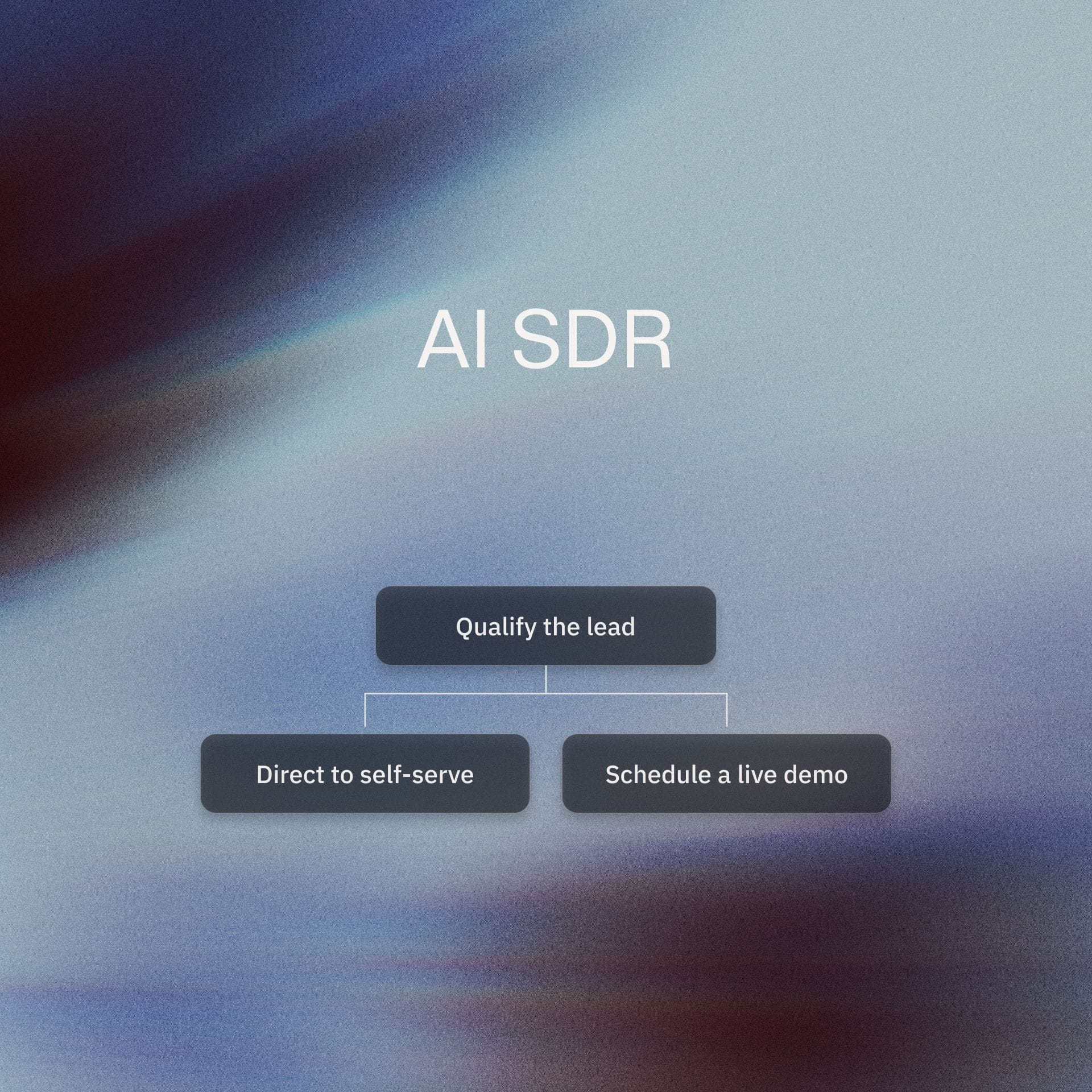 AI SDR flow: qualify the lead, then direct to self-serve or schedule a live demo.