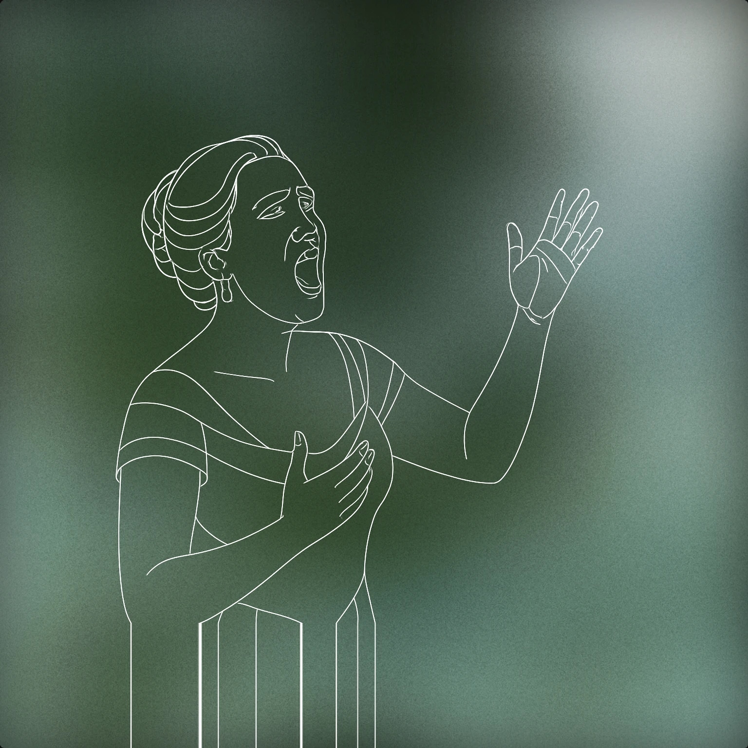 Cover of a stylized opera singer mid-performance, with an open mouth and a hand raised to project voice for Tenor voice library