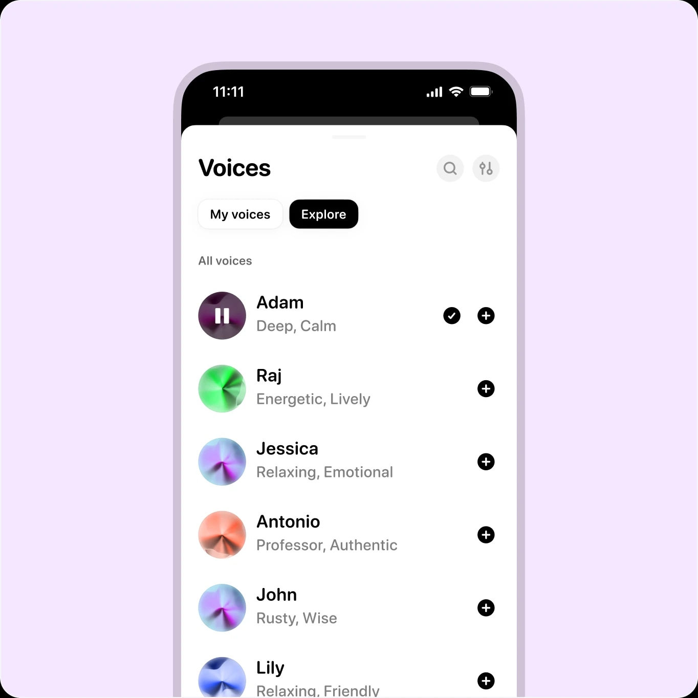Voice library in app