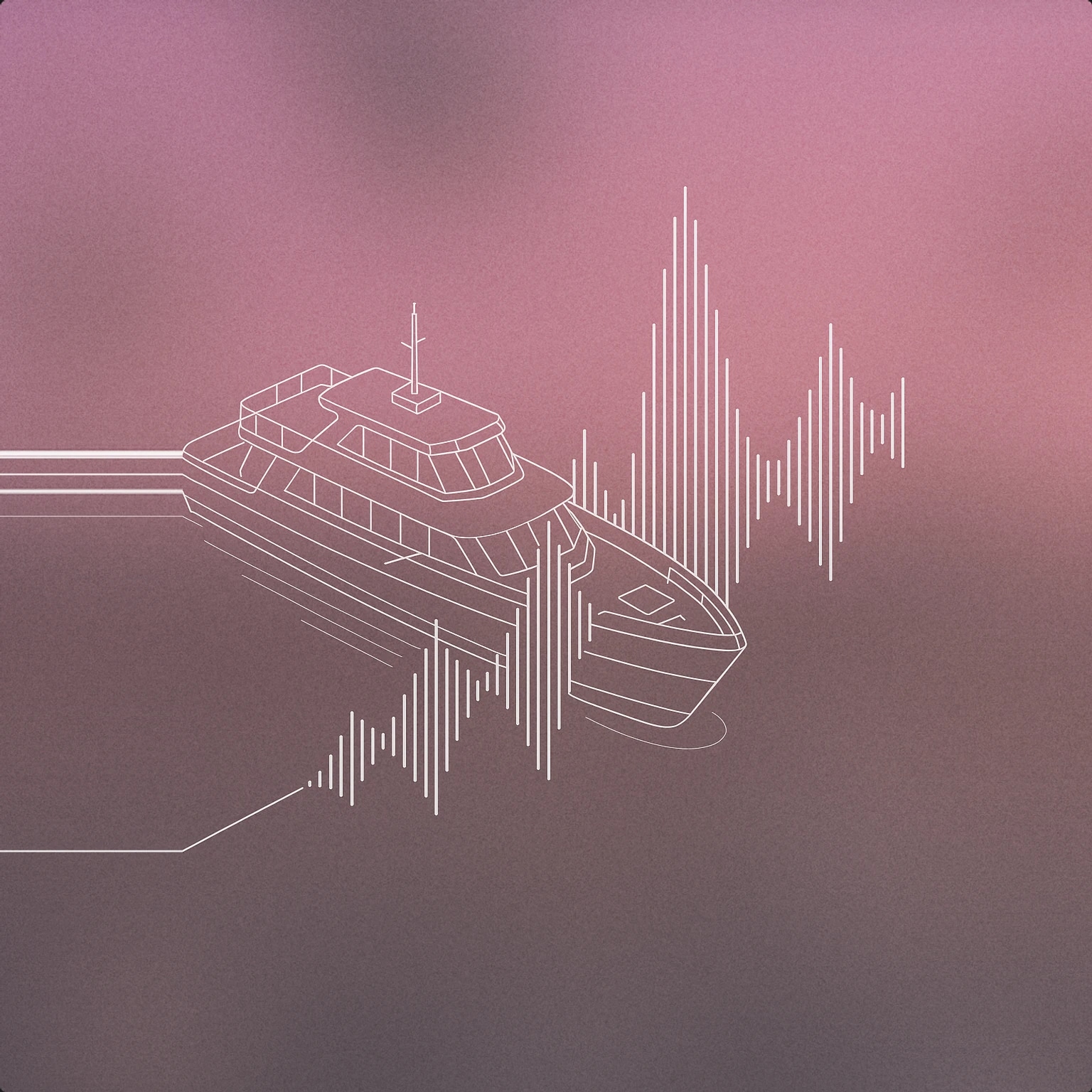 Cover of Boat with a large, stylized soundwave emanating from its hull for Boat sound effects