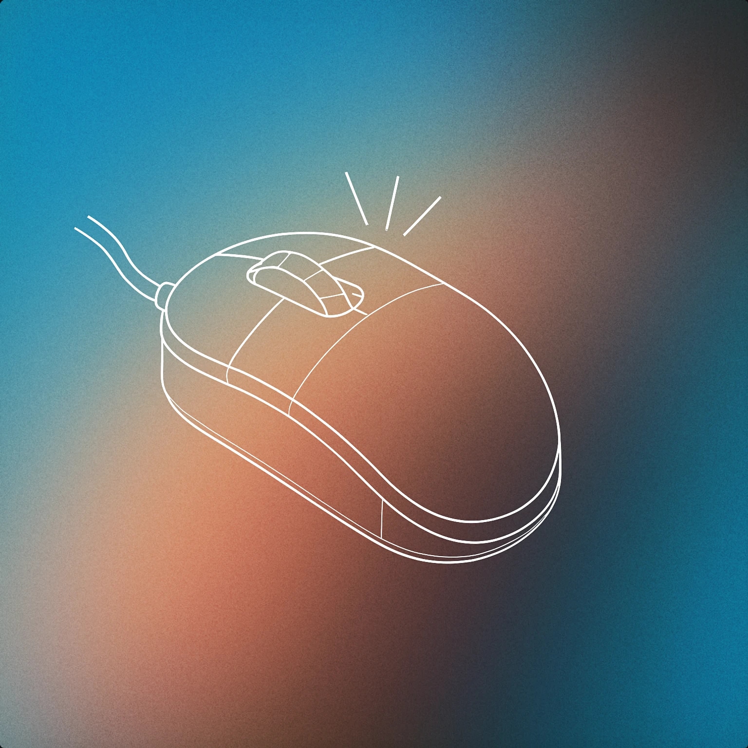 Cover of a stylized computer mouse with a single raised button and a subtle motion line above the button to indicate a click action for Computer Mouse Click sound effects