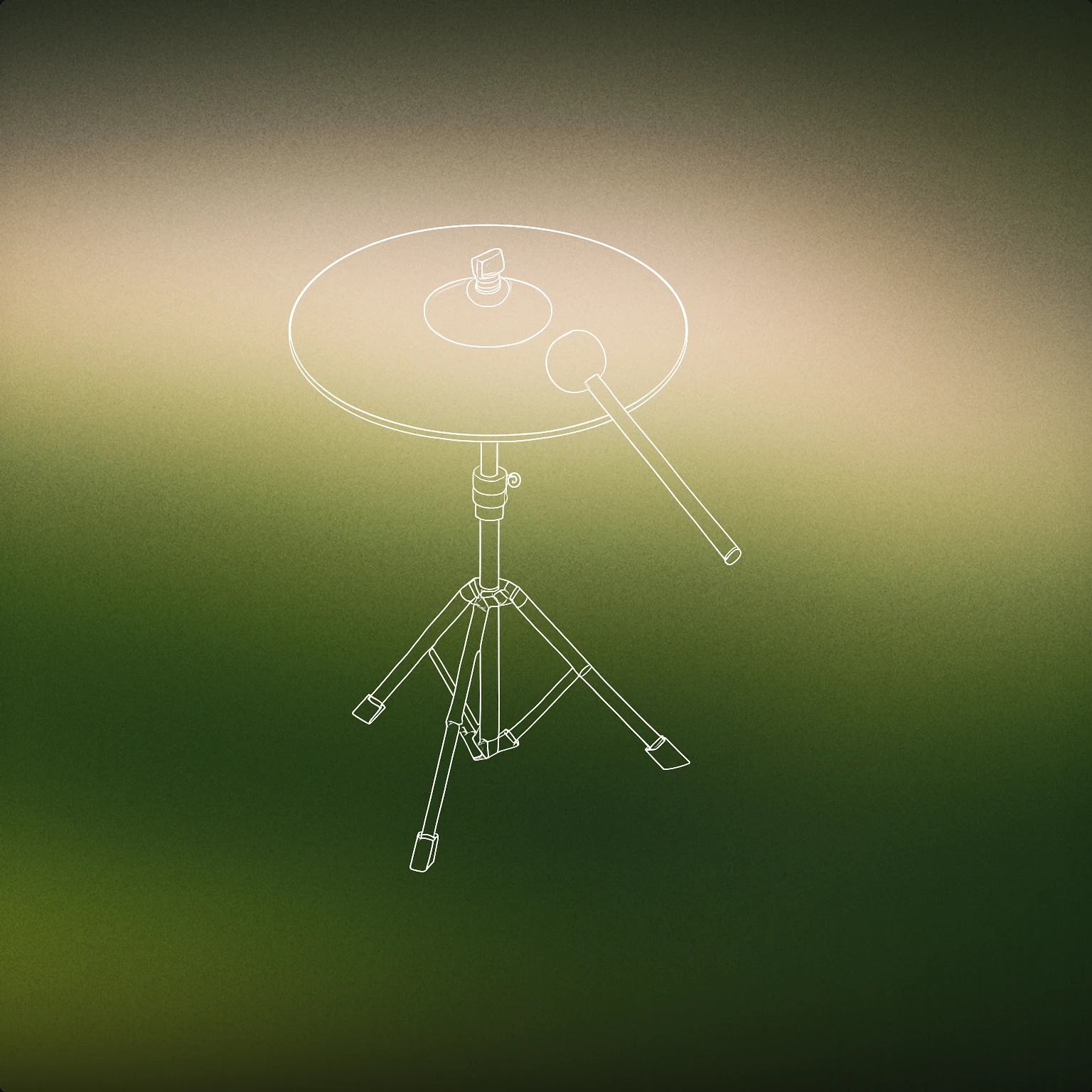 Cover of A single suspended cymbal mounted on a simple stand, viewed from an angle that shows its circular shape and slight curvature, with a mallet resting against its edge. for Cymbals sound effects