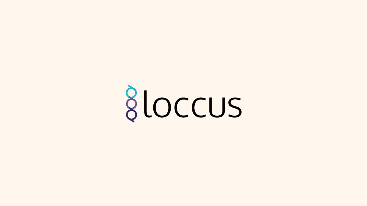 Locus logo with stylized "Q" symbols in blue, purple, and teal on a beige background.