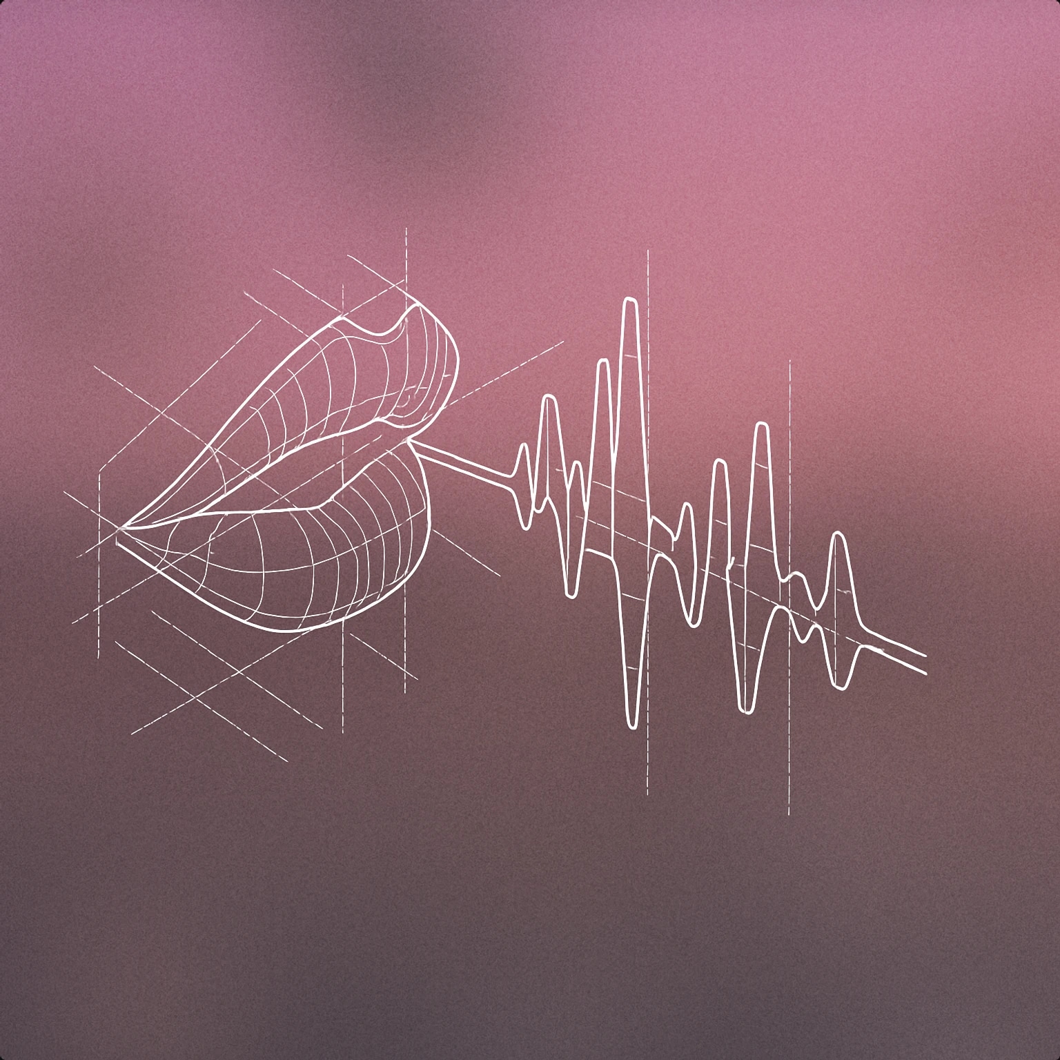 Cover of a pair of lips gently blowing a visible, stylized soundwave for Seductive voice library
