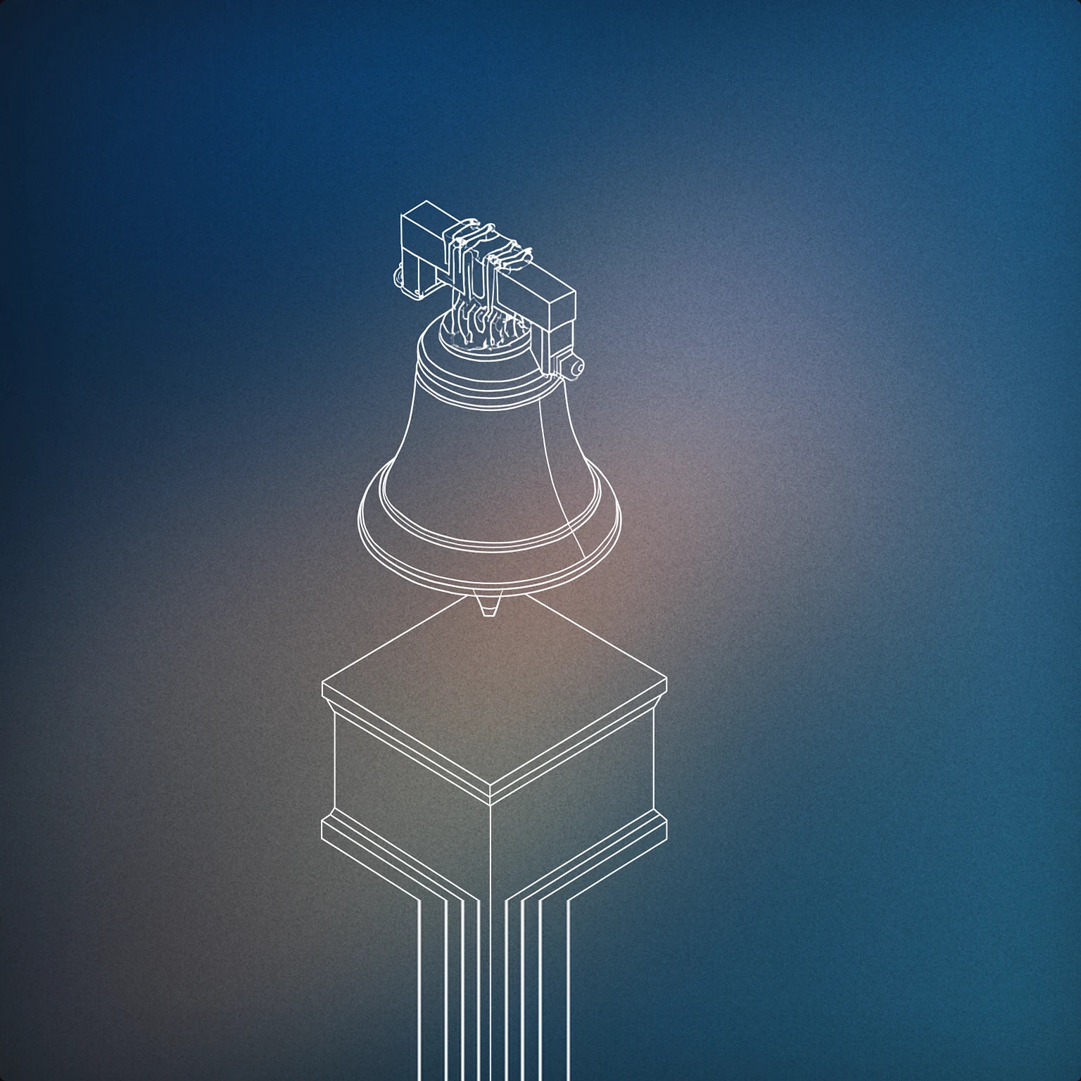 Cover of a colossal, ancient bell suspended above a vast, empty pedestal for Epic voice library