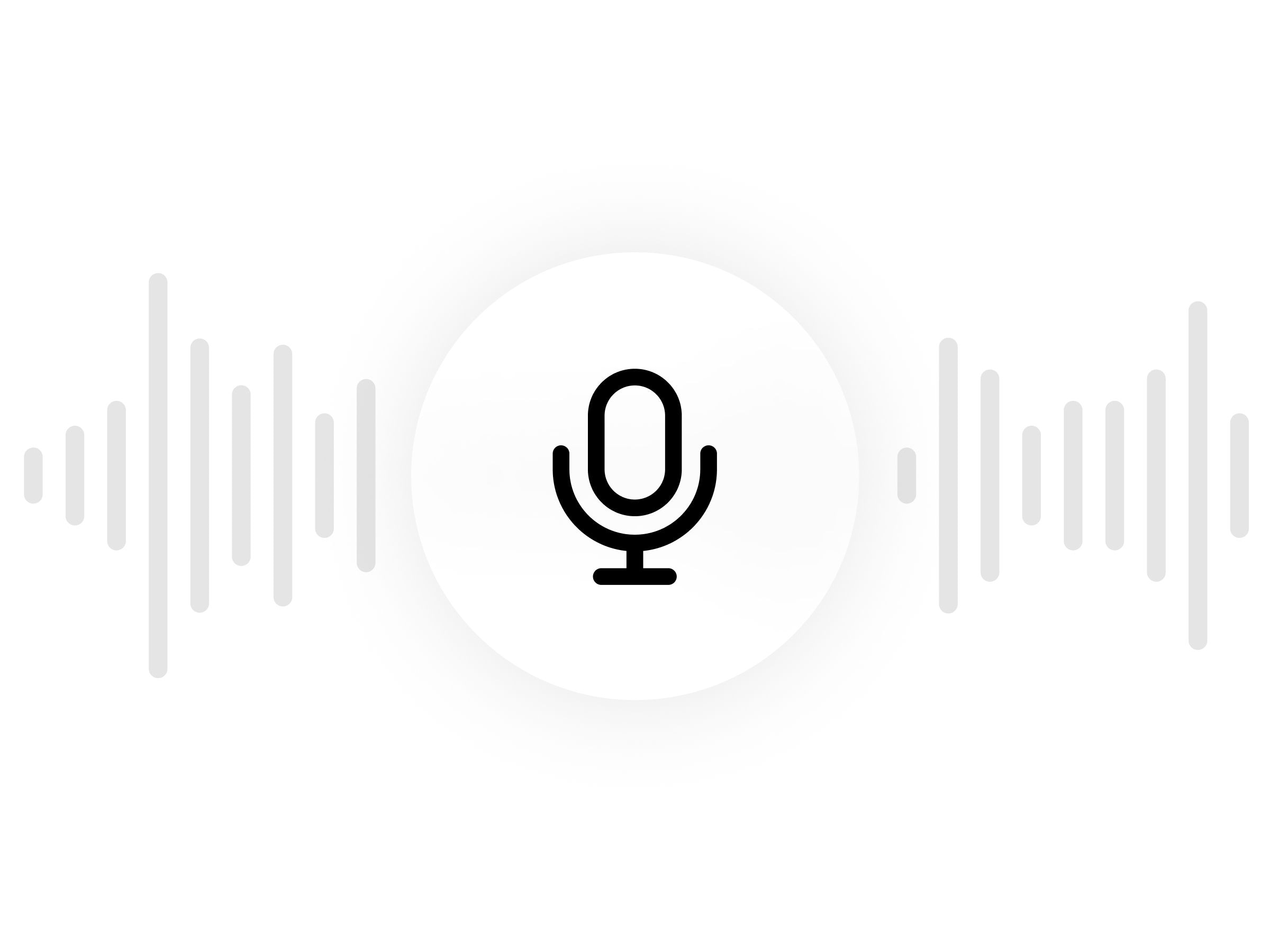 Microphone icon with sound wave background.